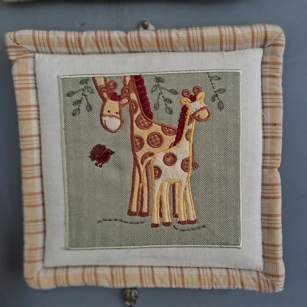 Kids Line Safari Animal Nursery Decor Set Diaper Stacker and 3 Wall Hangings